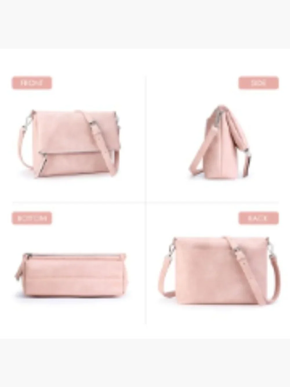 Vintage PU Crossbody Bag with Adjustable Strap, Vegan Leather Shoulder Purse